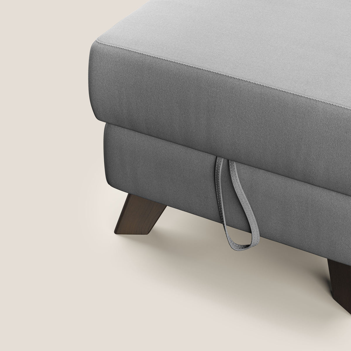 Moon Pouf contenitore e piedini alti in microfibra impermeabile T11 grigio - divitt.sbs