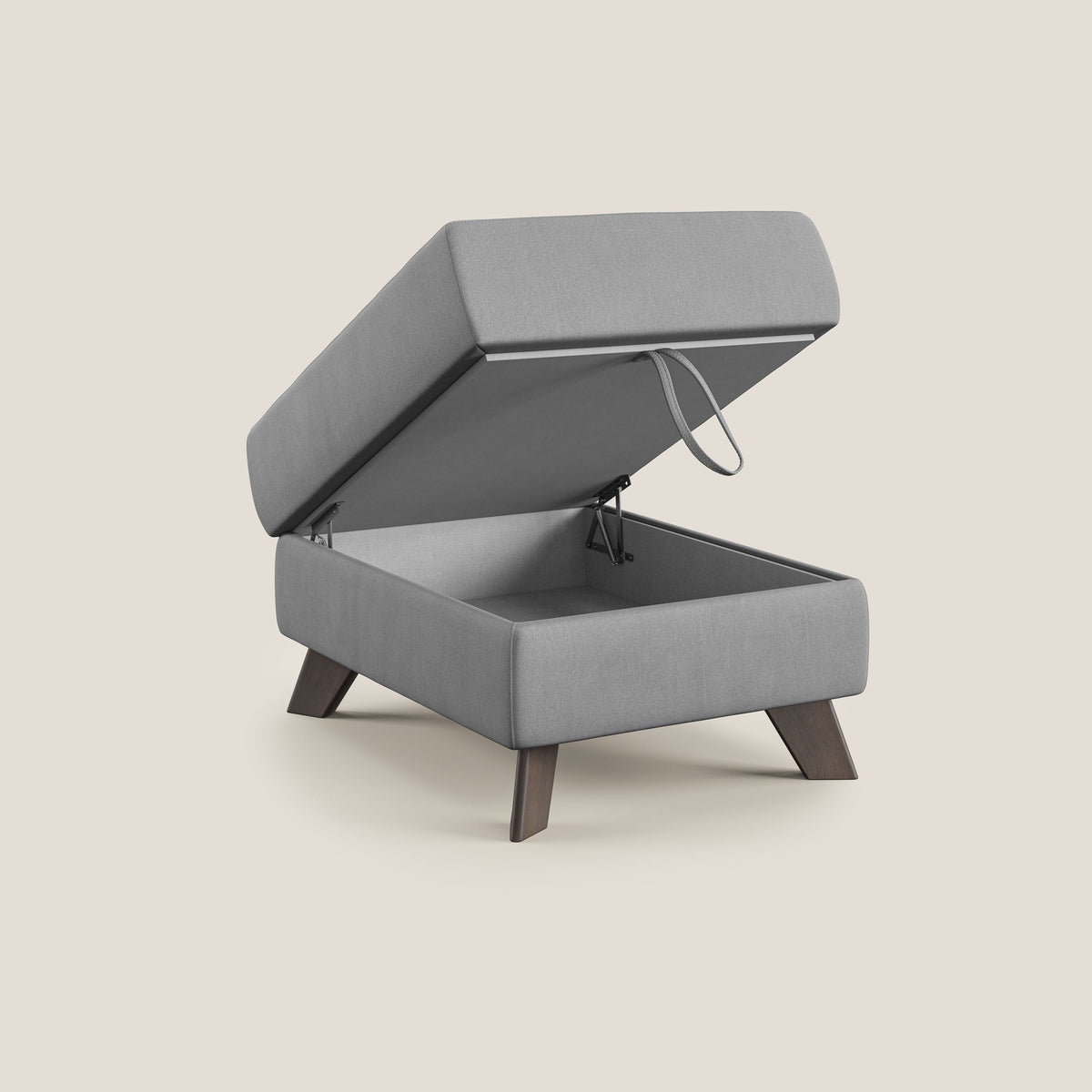 Moon Pouf contenitore e piedini alti in microfibra impermeabile T11 grigio - divitt.sbs