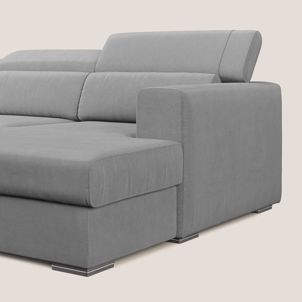 Vegas divano angolare con poggiatesta reclinabili in microfibra impermeabile T11 grigio - divitt.sbs