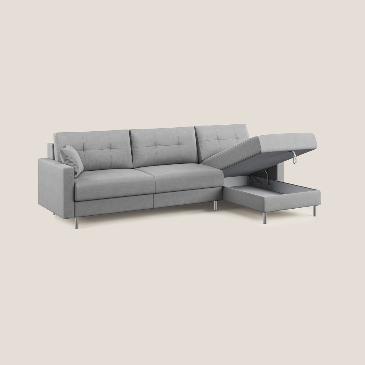 Megan divano letto angolare in microfibra smacchiabile T11 grigio - divitt.sbs
