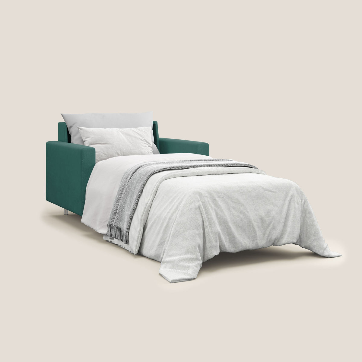 Megan poltrona letto in microfibra smacchiabile T11 petrolio - divitt.sbs