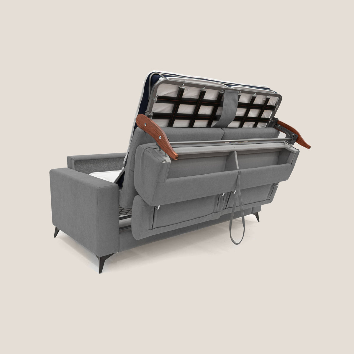 Pegaso divano letto con poggiatesta reclinabili e rivestimento T02 grigio - divitt.sbs