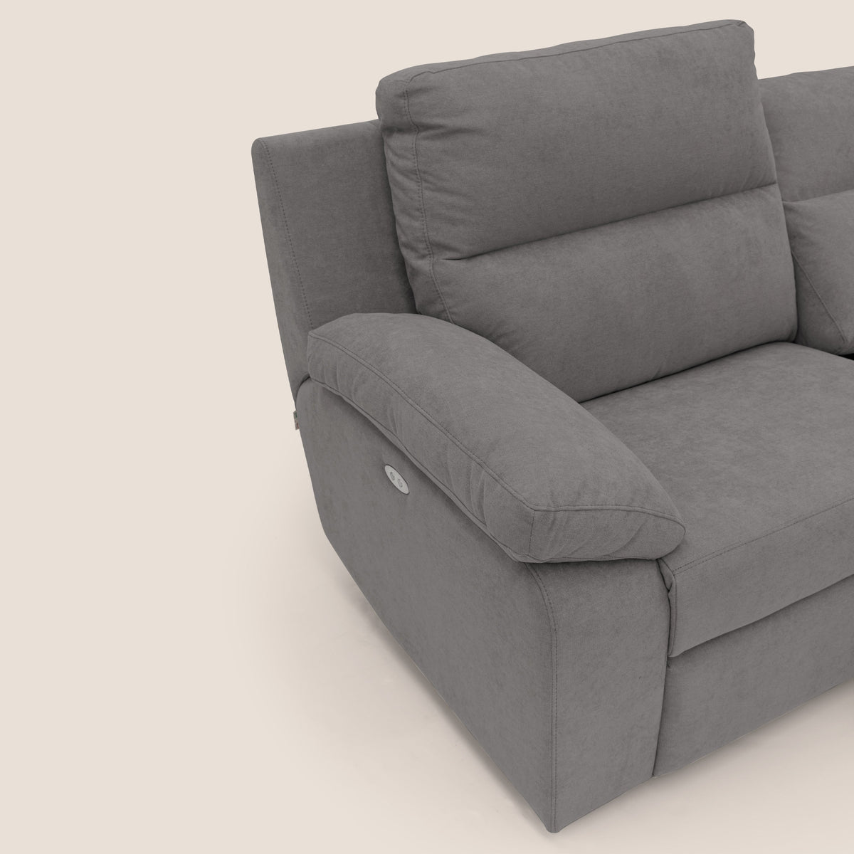 Romeo Divano relax con recliner elettrico in morbido tessuto impermeabile T02 grigio - divitt.sbs