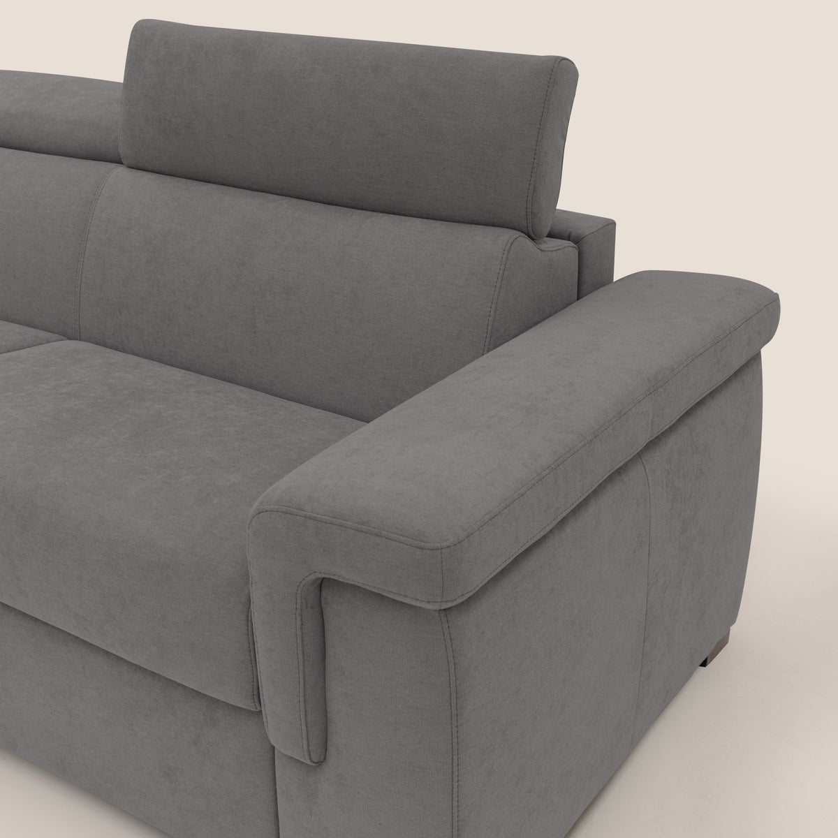 Giunone divano letto con materasso alto 18 cm e poggiatesta reclinabili in tessuto impermeabile T02 grigio - divitt.sbs