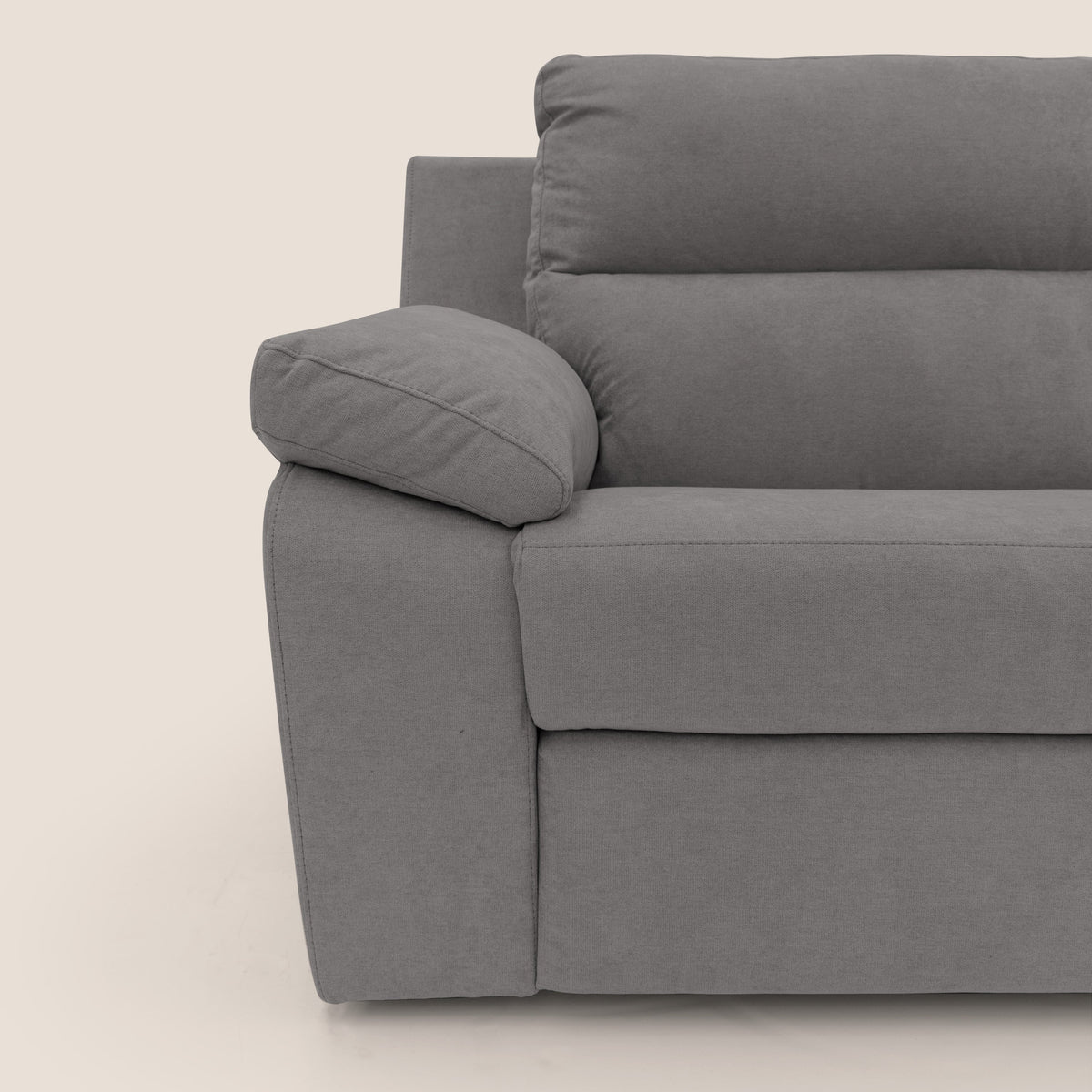 Romeo Divano relax con recliner elettrico in morbido tessuto impermeabile T02 grigio - divitt.sbs