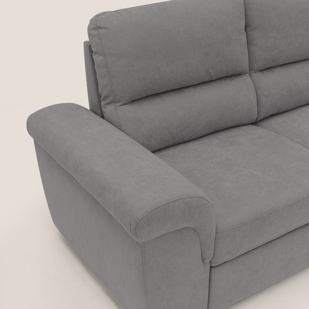 Minerva divano con pouf estraibile poggiapiedi in tessuto morbido impermeabile T02 grigio - divitt.sbs