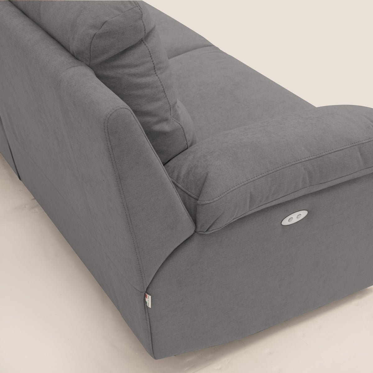 Romeo Divano relax con recliner elettrico in morbido tessuto impermeabile T02 grigio - divitt.sbs