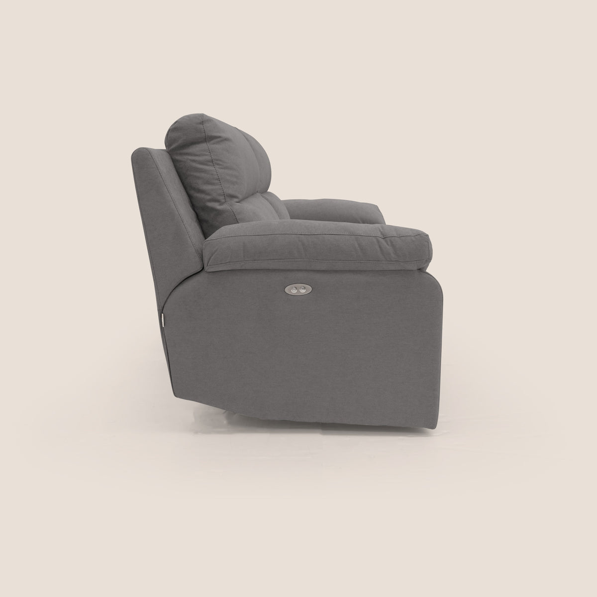 Romeo Divano relax con recliner elettrico in morbido tessuto impermeabile T02 grigio - divitt.sbs