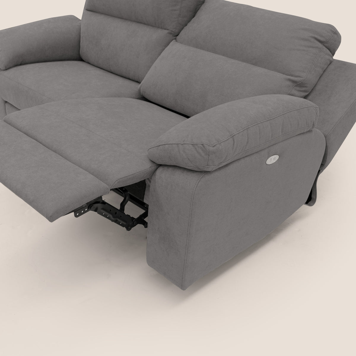 Romeo Divano relax con recliner elettrico in morbido tessuto impermeabile T02 grigio - divitt.sbs
