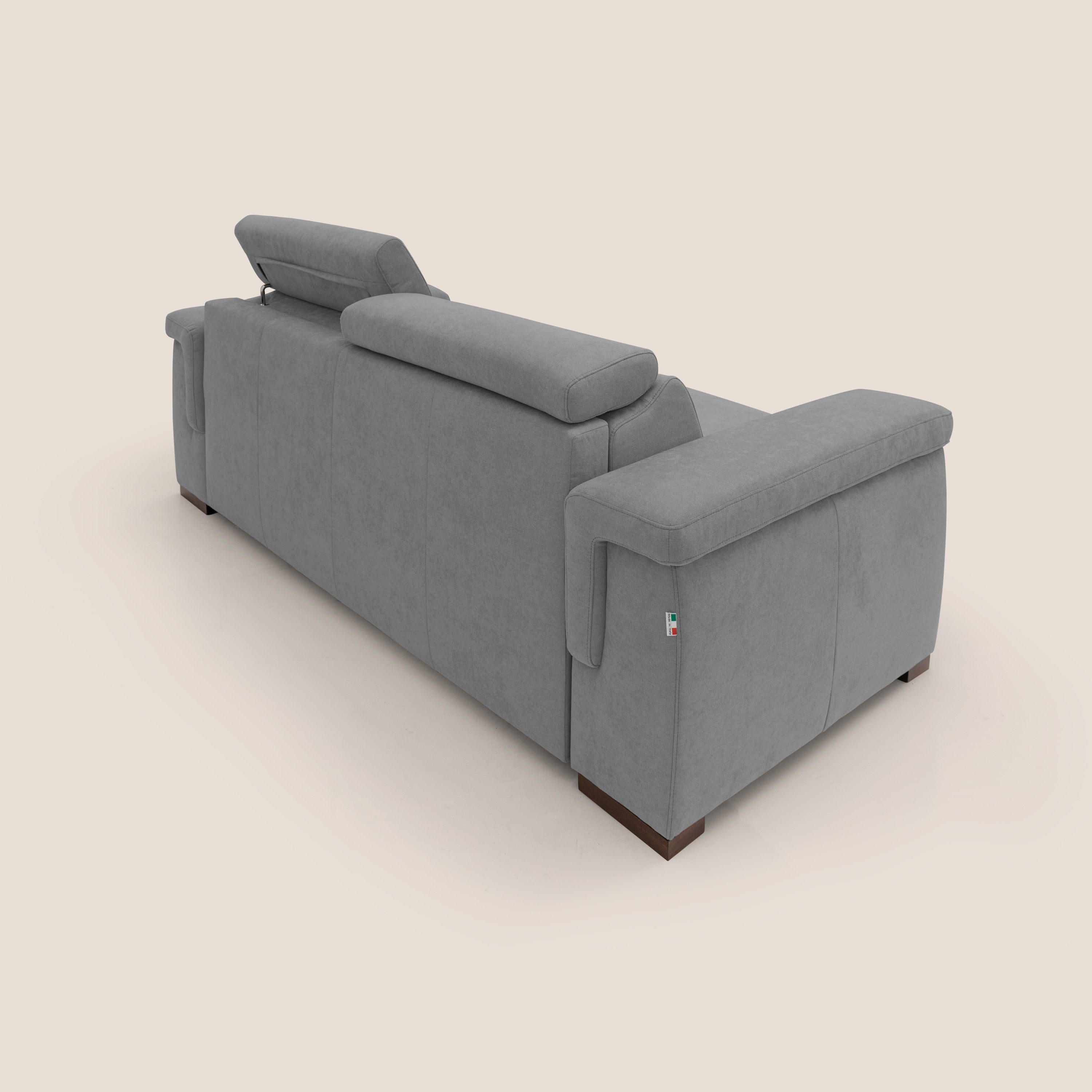 Giunone divano letto con materasso alto 18 cm e poggiatesta reclinabili in tessuto impermeabile T02 grigio - divitt.sbs