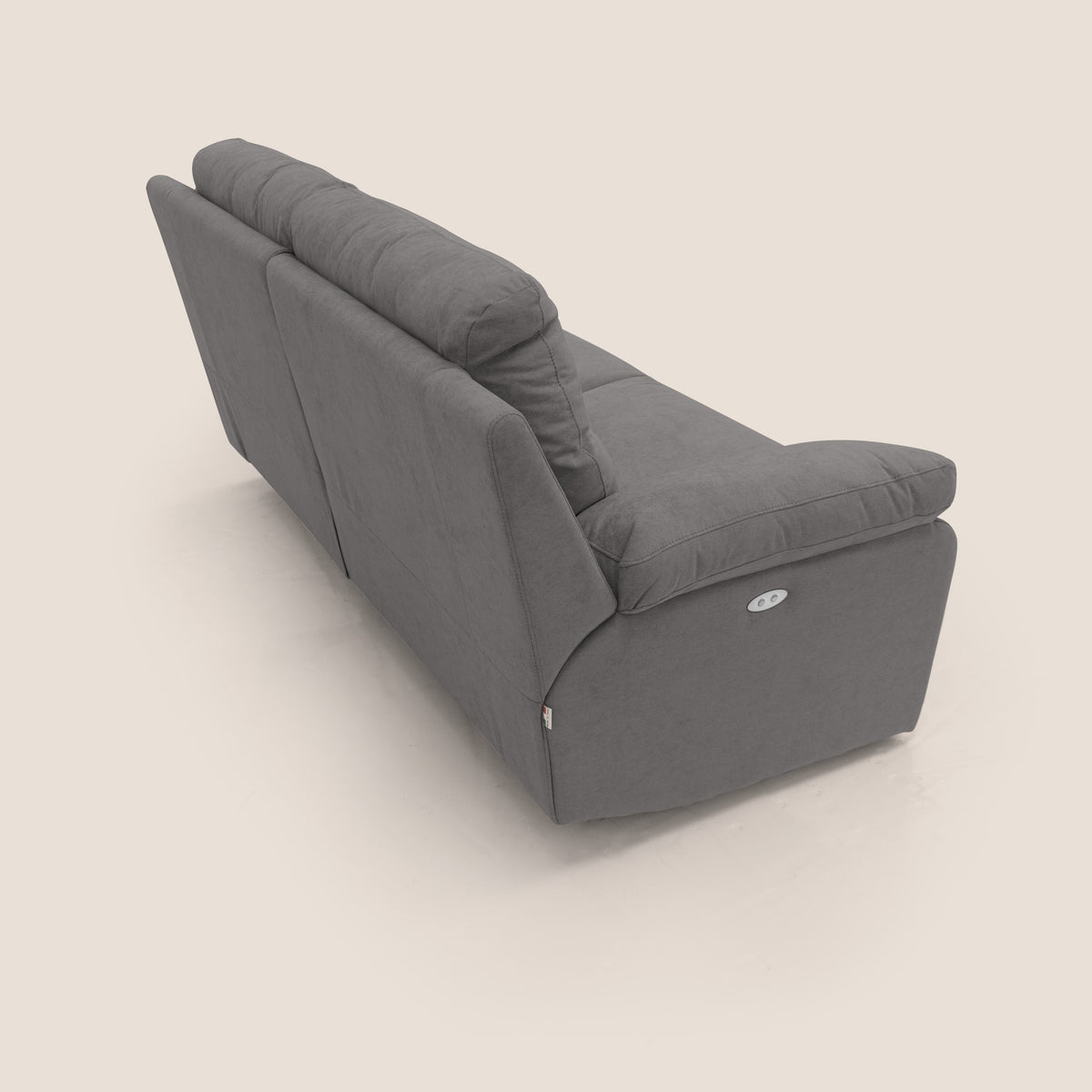 Romeo Divano relax con recliner elettrico in morbido tessuto impermeabile T02 grigio - divitt.sbs
