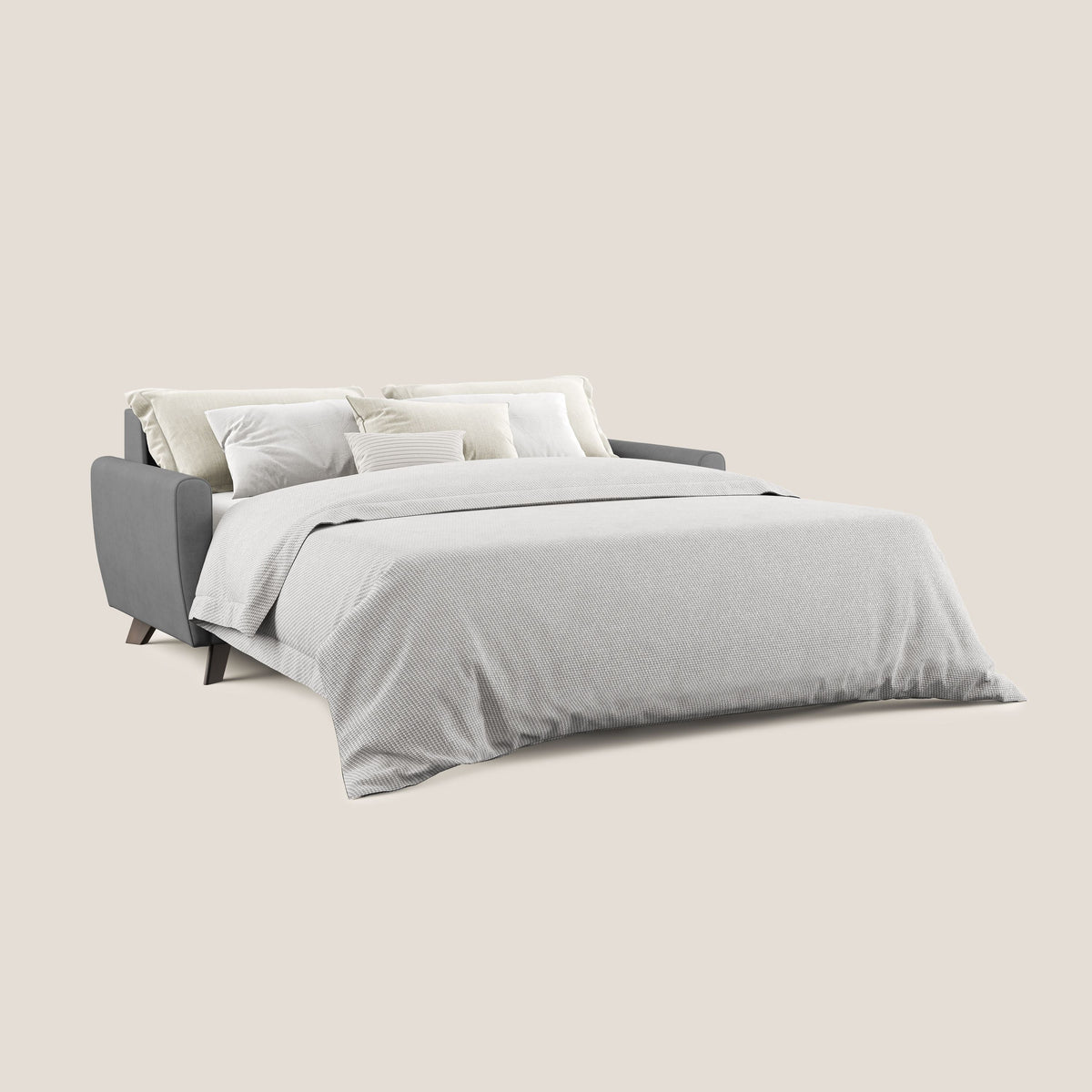 Callisto Divano letto matrimoniale in tessuto morbido impermeabile T02 grigio - divitt.sbs