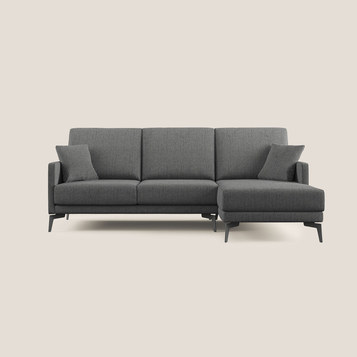 Saturno divano angolare moderno in tessuto morbido impermeabile T03 grigio - divitt.sbs