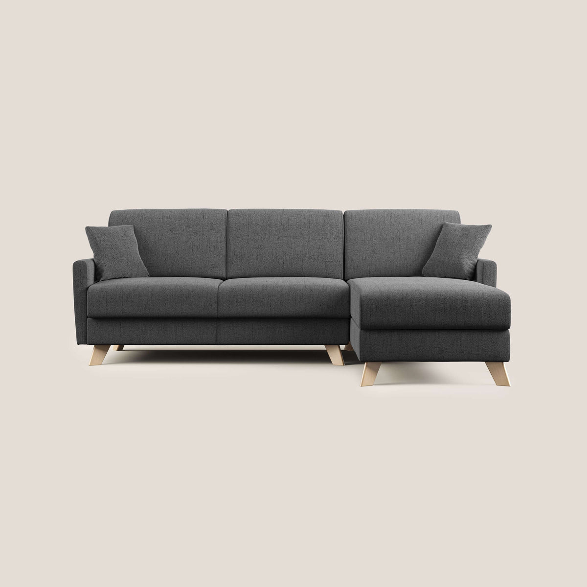 Edgar divano letto angolare in tessuto felis impermeabile T03 grigio - divitt.sbs