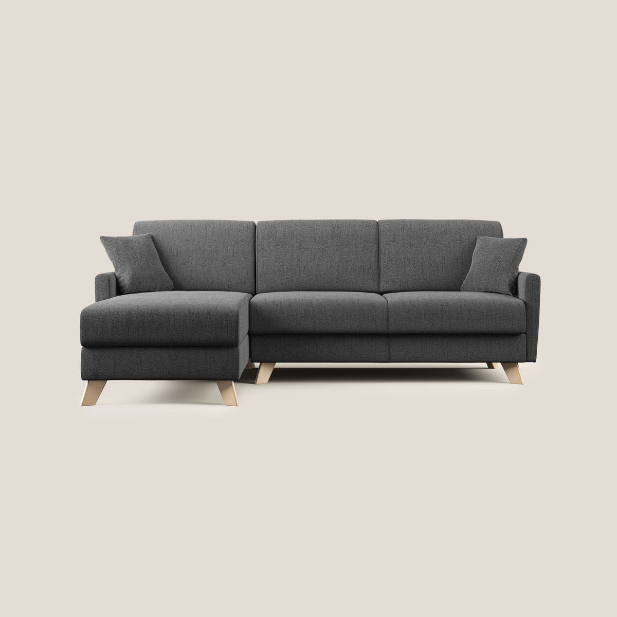 Edgar divano letto angolare in tessuto felis impermeabile T03 grigio - divitt.sbs