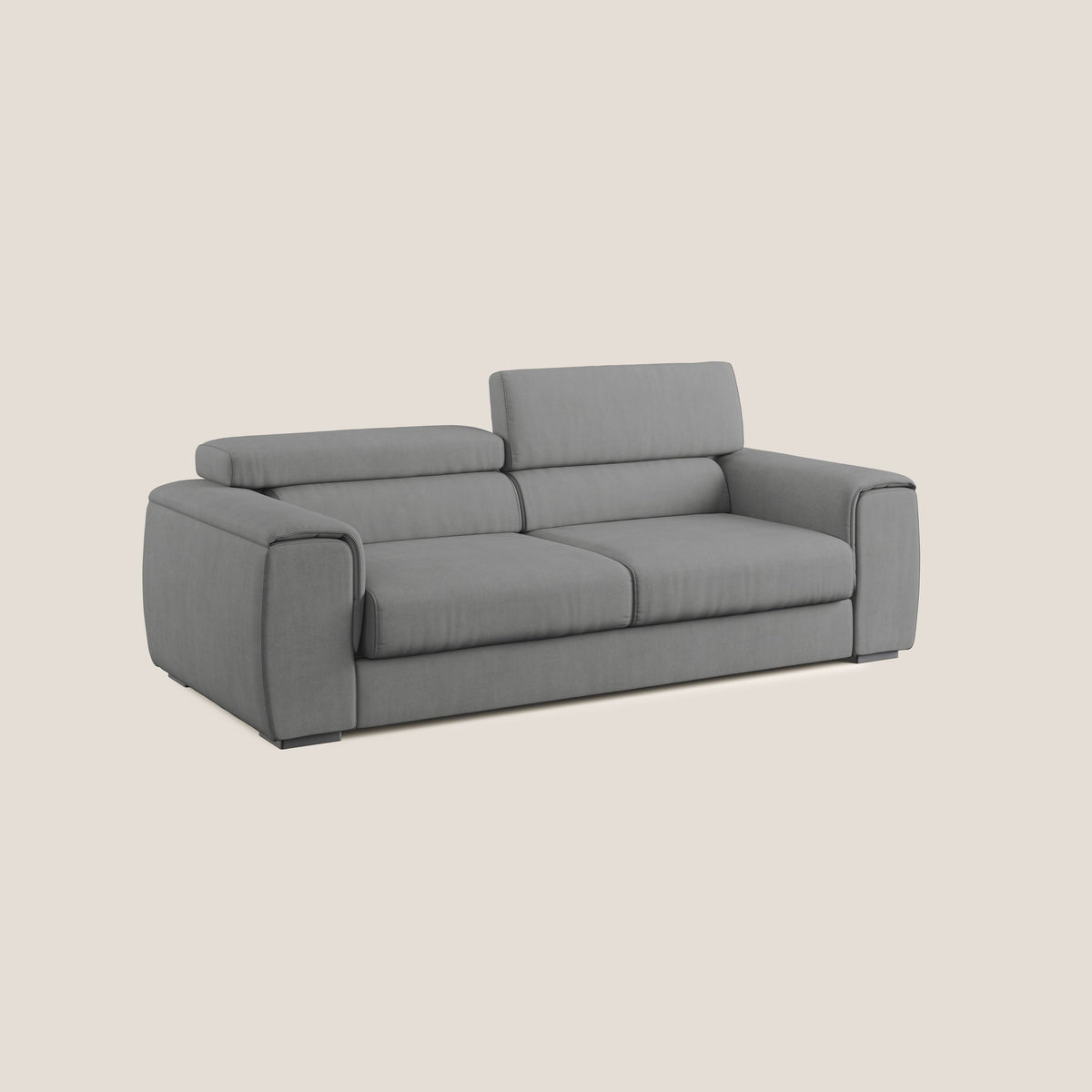 Zeno Divano con pouf estraibile poggiapiedi in tessuto morbido impermeabile T02 grigio - divitt.sbs