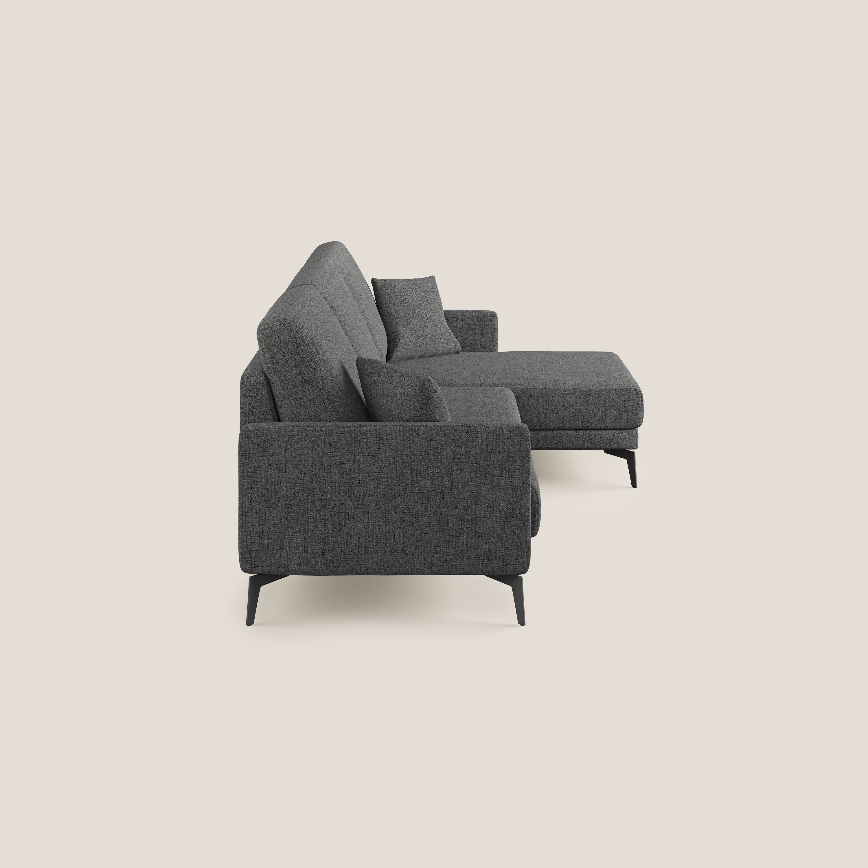 Saturno divano angolare moderno in tessuto morbido impermeabile T03 grigio - divitt.sbs