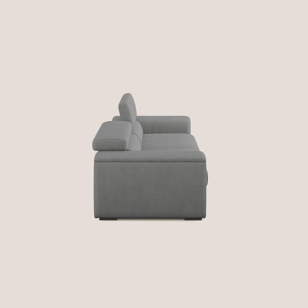 Zeno Divano con pouf estraibile poggiapiedi in tessuto morbido impermeabile T02 grigio - divitt.sbs