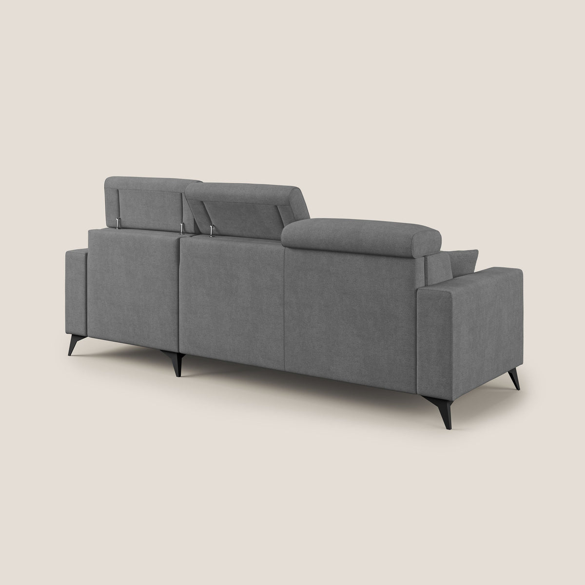 Pegaso divano letto angolare con poggiatesta reclinabili e rivestimento impermeabile T02 grigio - divitt.sbs