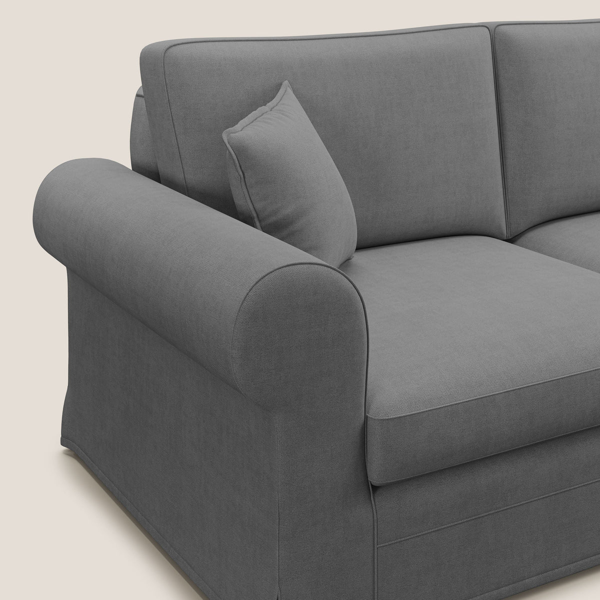 Lady divano classico in piuma d'oca realizzato con tessuto impermeabile T02 grigio - divitt.sbs