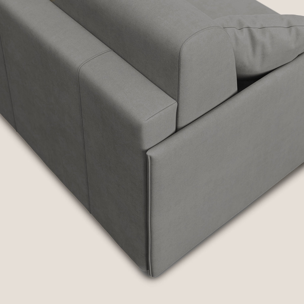 Evans Divano letto angolare con penisola in morbido tessuto impermeabile T02 grigio - divitt.sbs