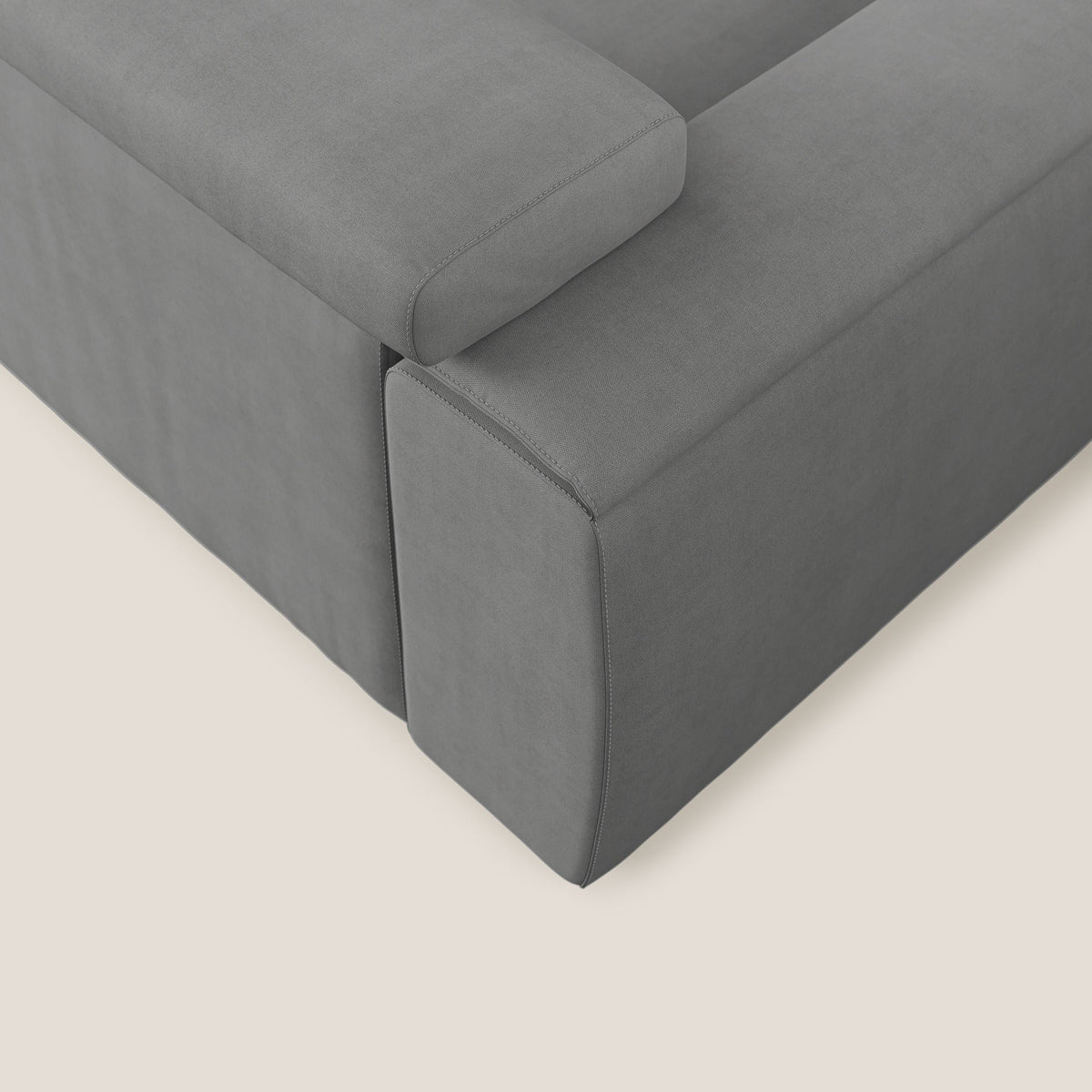 Zeno Divano con pouf estraibile poggiapiedi in tessuto morbido impermeabile T02 grigio - divitt.sbs