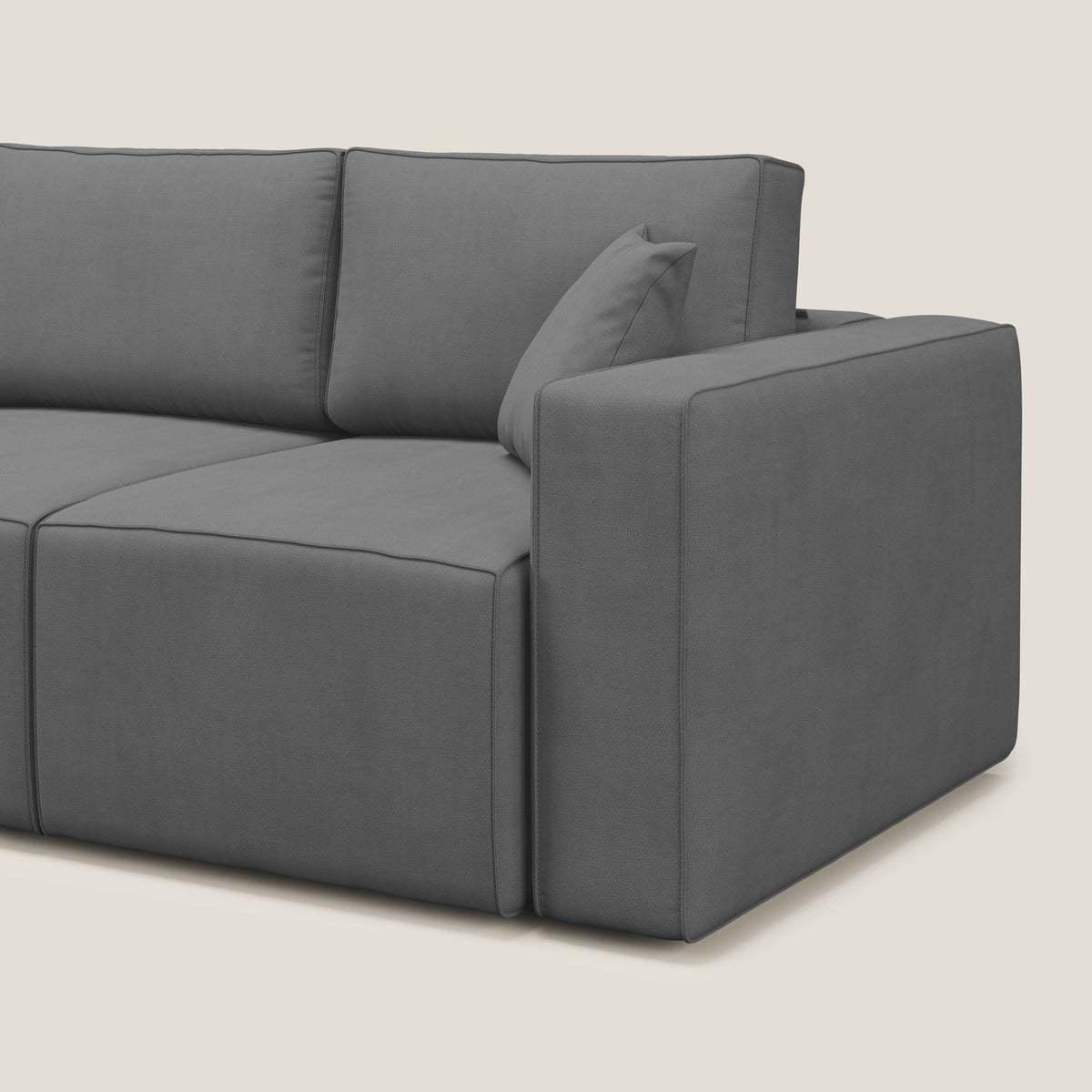 Morfeo divano con 3 sedute estraibili in morbido tessuto impermeabile T02 grigio - divitt.sbs