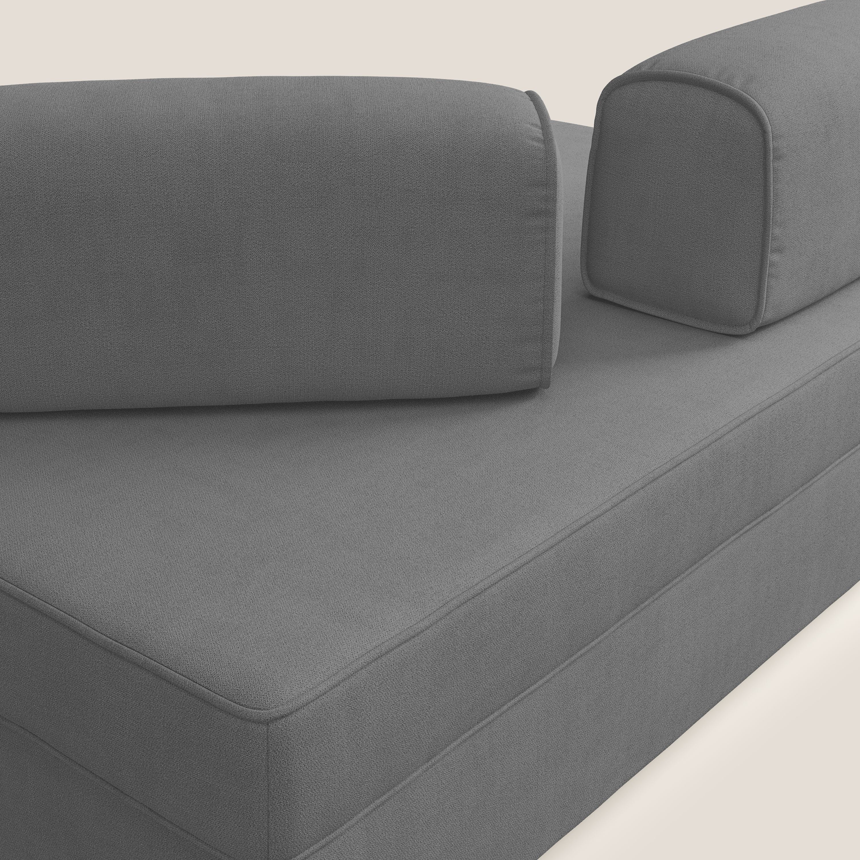 Liberty divano con pouf estraibile e schienali movibili in tessuto morbido impermeabile T02 grigio - divitt.sbs