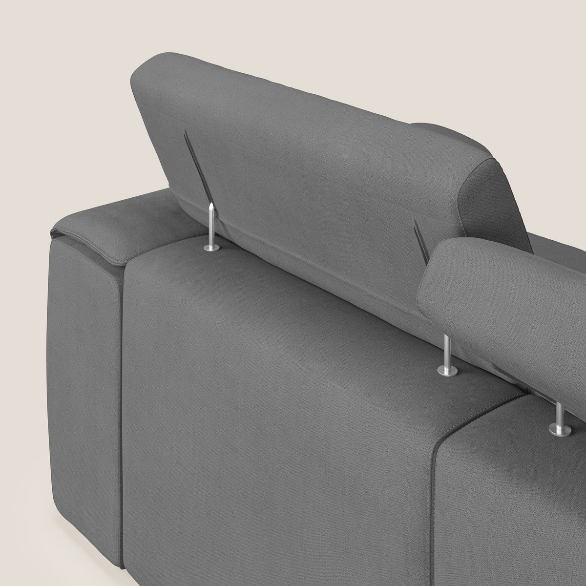 Zeno Divano con pouf estraibile poggiapiedi a 3 sedute in tessuto morbido impermeabile T02 grigio - divitt.sbs