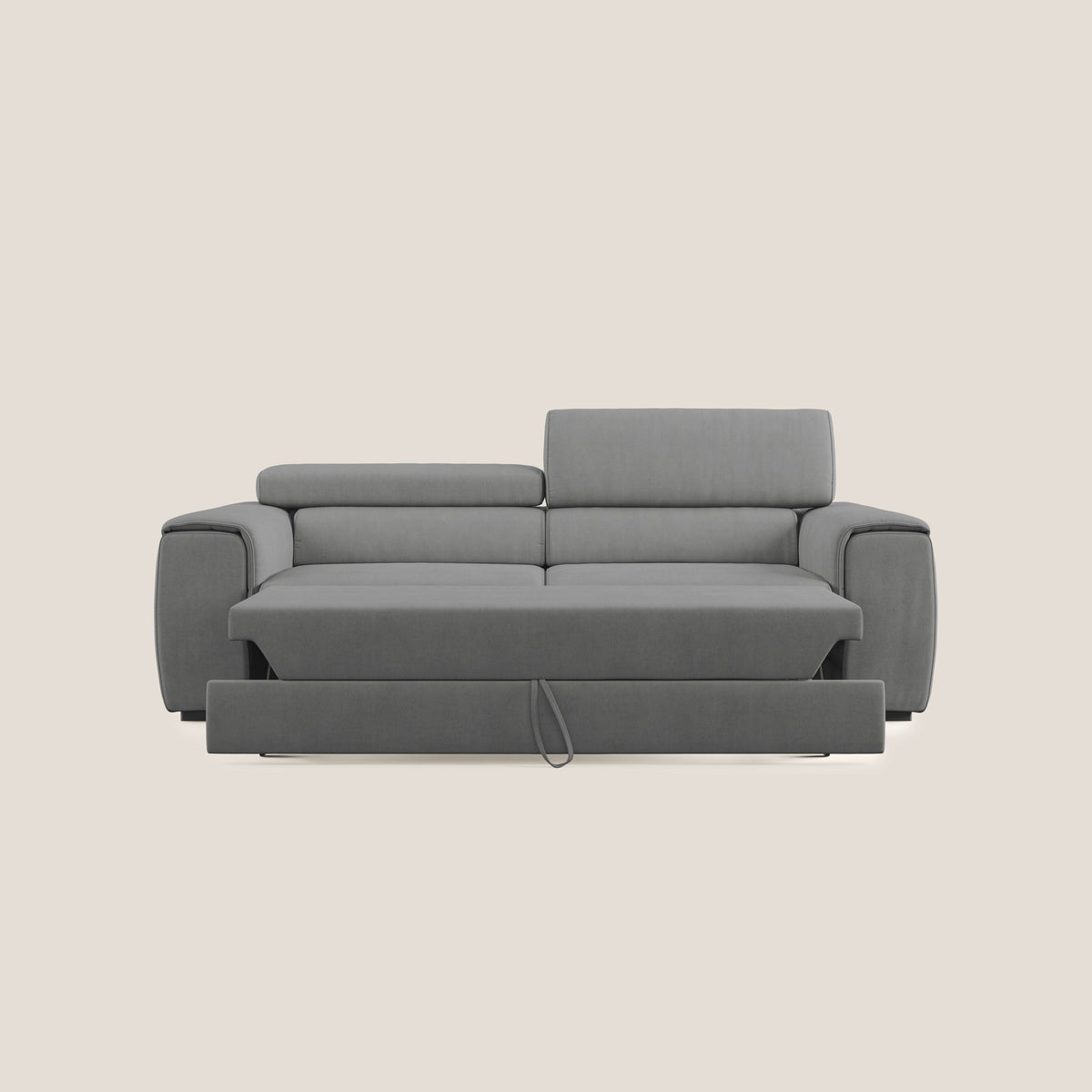 Zeno Divano con pouf estraibile poggiapiedi in tessuto morbido impermeabile T02 grigio - divitt.sbs