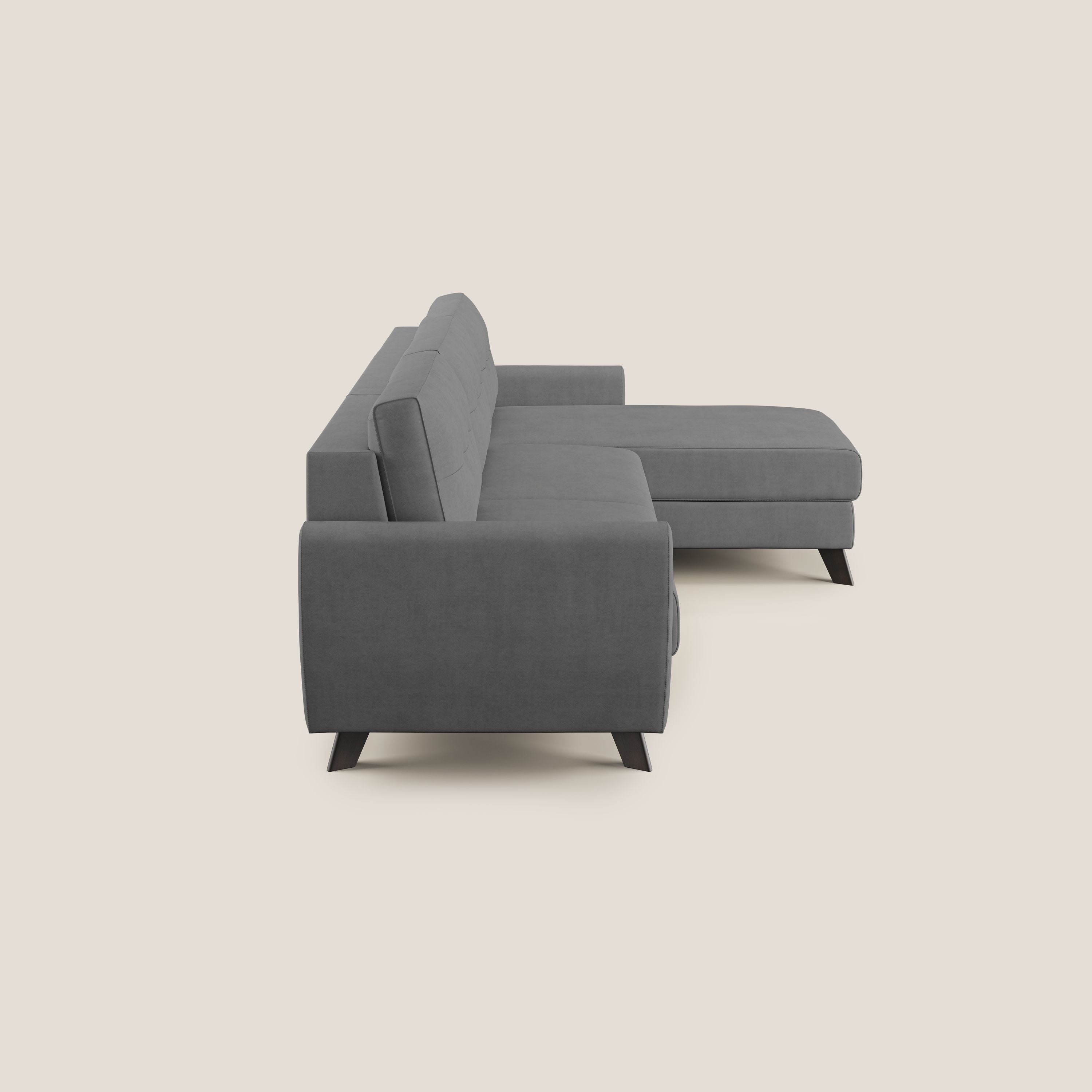 Callisto Divano letto angolare con penisola in tessuto morbido impermeabile T02 grigio - divitt.sbs