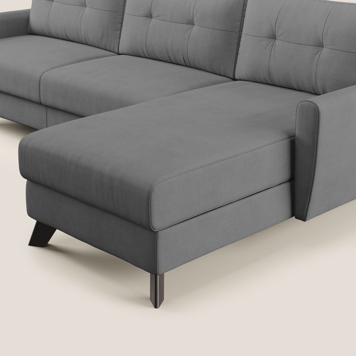 Callisto Divano letto angolare con penisola in tessuto morbido impermeabile T02 grigio - divitt.sbs