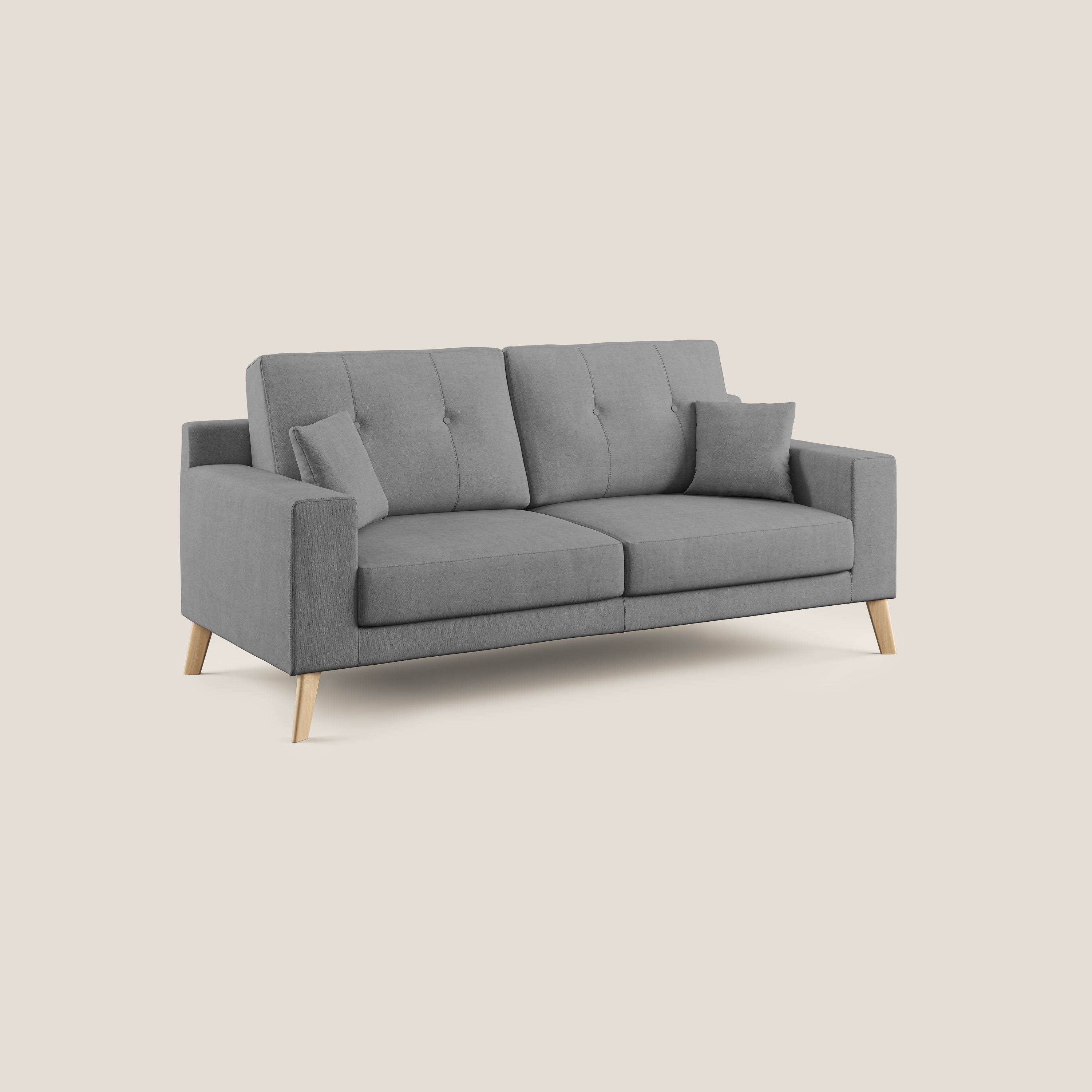 Danish divano moderno in tessuto morbido impermeabile T02 grigio - divitt.sbs