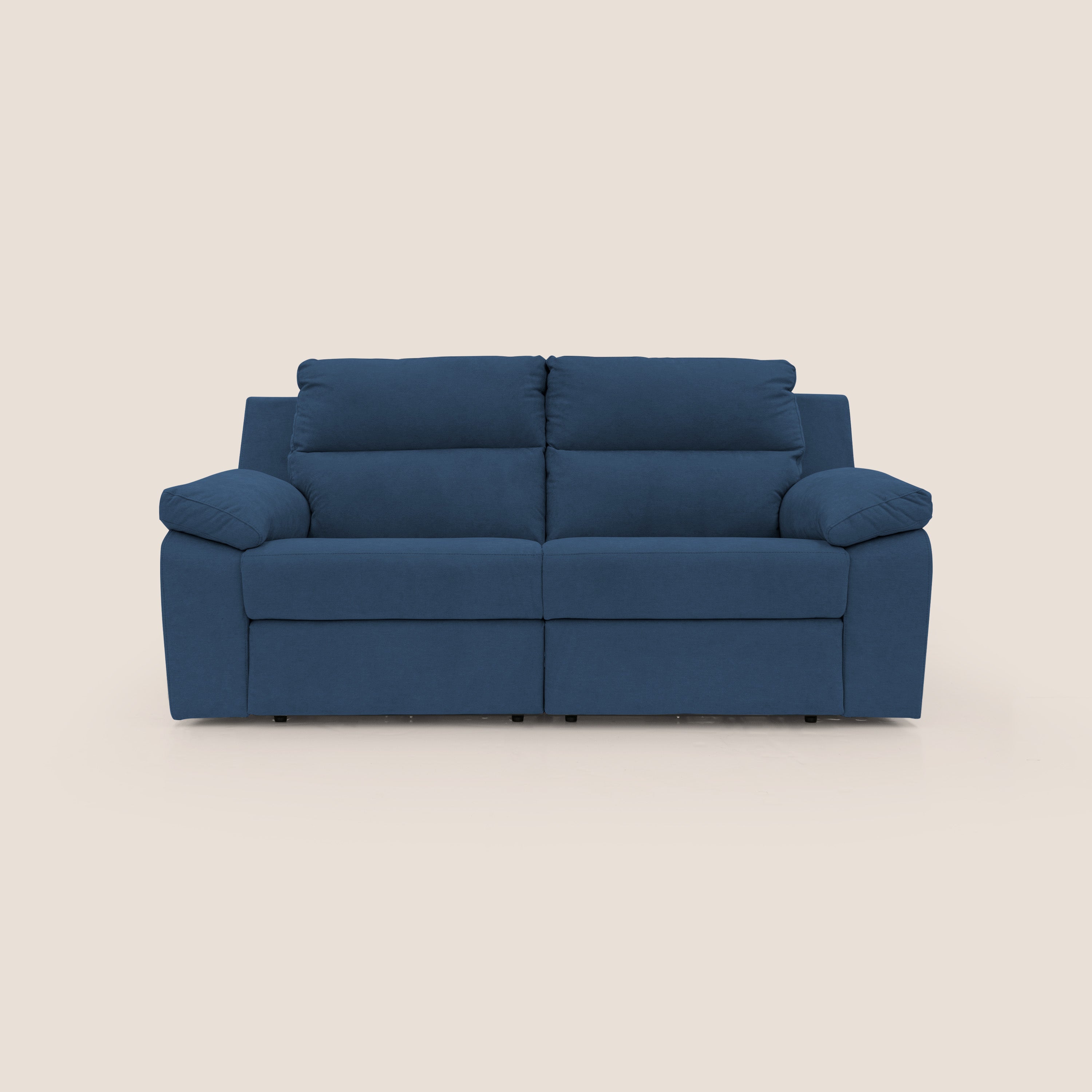 Romeo Divano relax con recliner elettrico in morbido tessuto impermeabile T02 blu - divitt.sbs