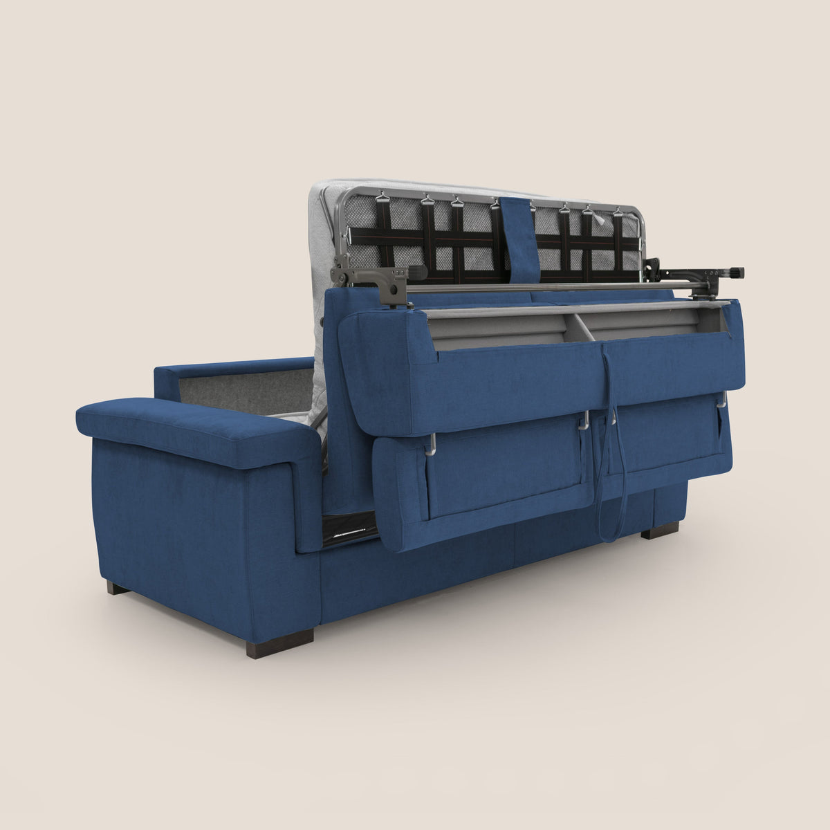 Bjorn divano letto sfoderabile con materasso H18 cm e poggiatesta reclinabili in tessuto impermeabile T02 blu - divitt.sbs