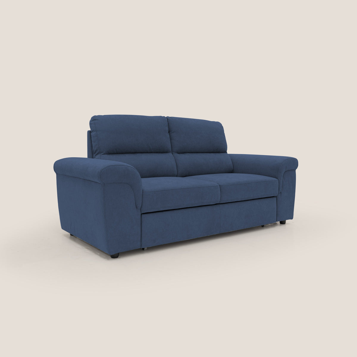Minerva divano con pouf estraibile poggiapiedi in tessuto morbido impermeabile T02 blu - divitt.sbs