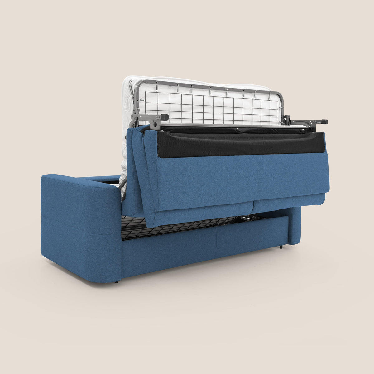 Cupido Divano letto materasso H18 cm e schienale alto in tessuto impermeabile simil cotone T13 blu - divitt.sbs
