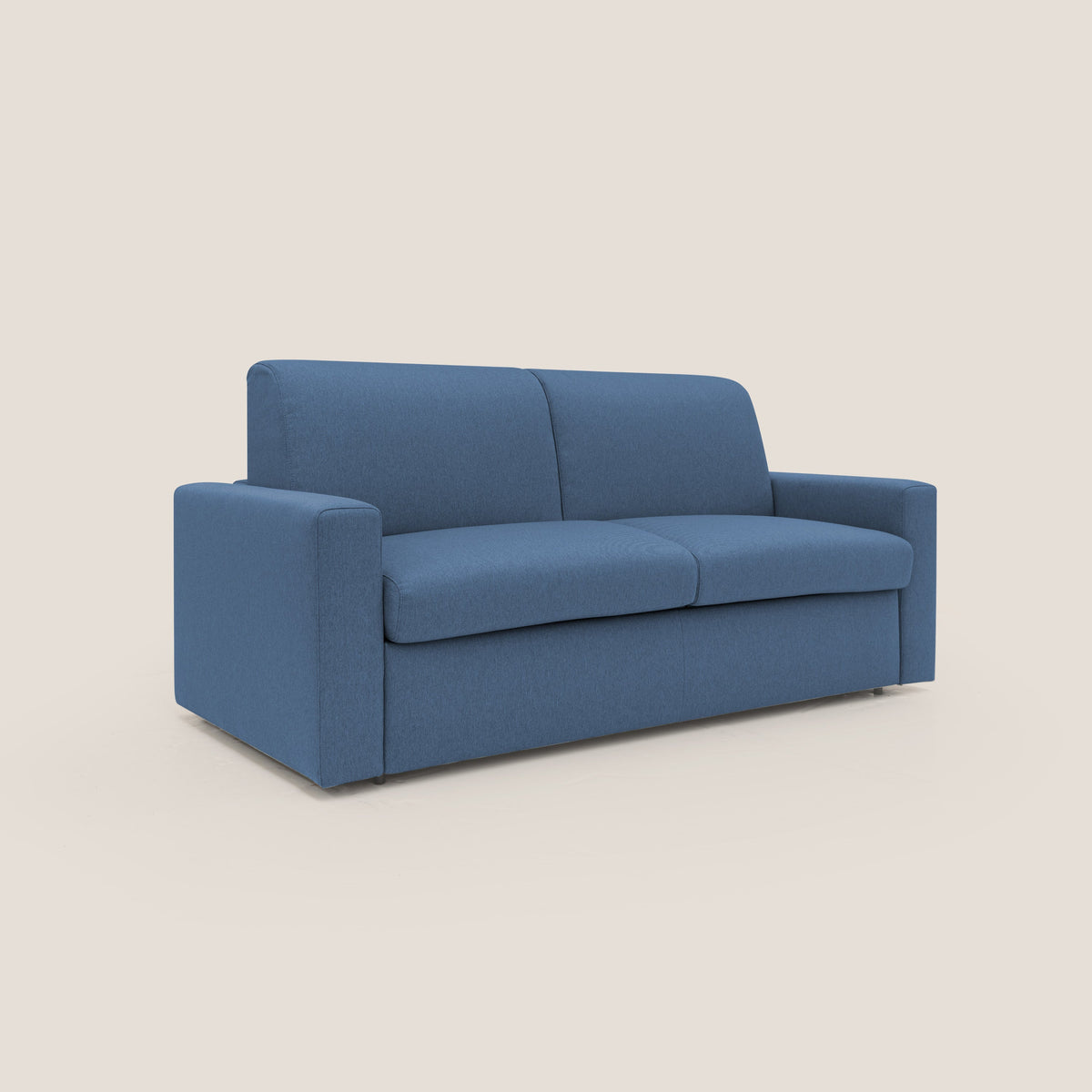 Kansas Divano letto matrimoniale alto 20 cm in tessuto impermeabile misto cotone T13 blu - divitt.sbs