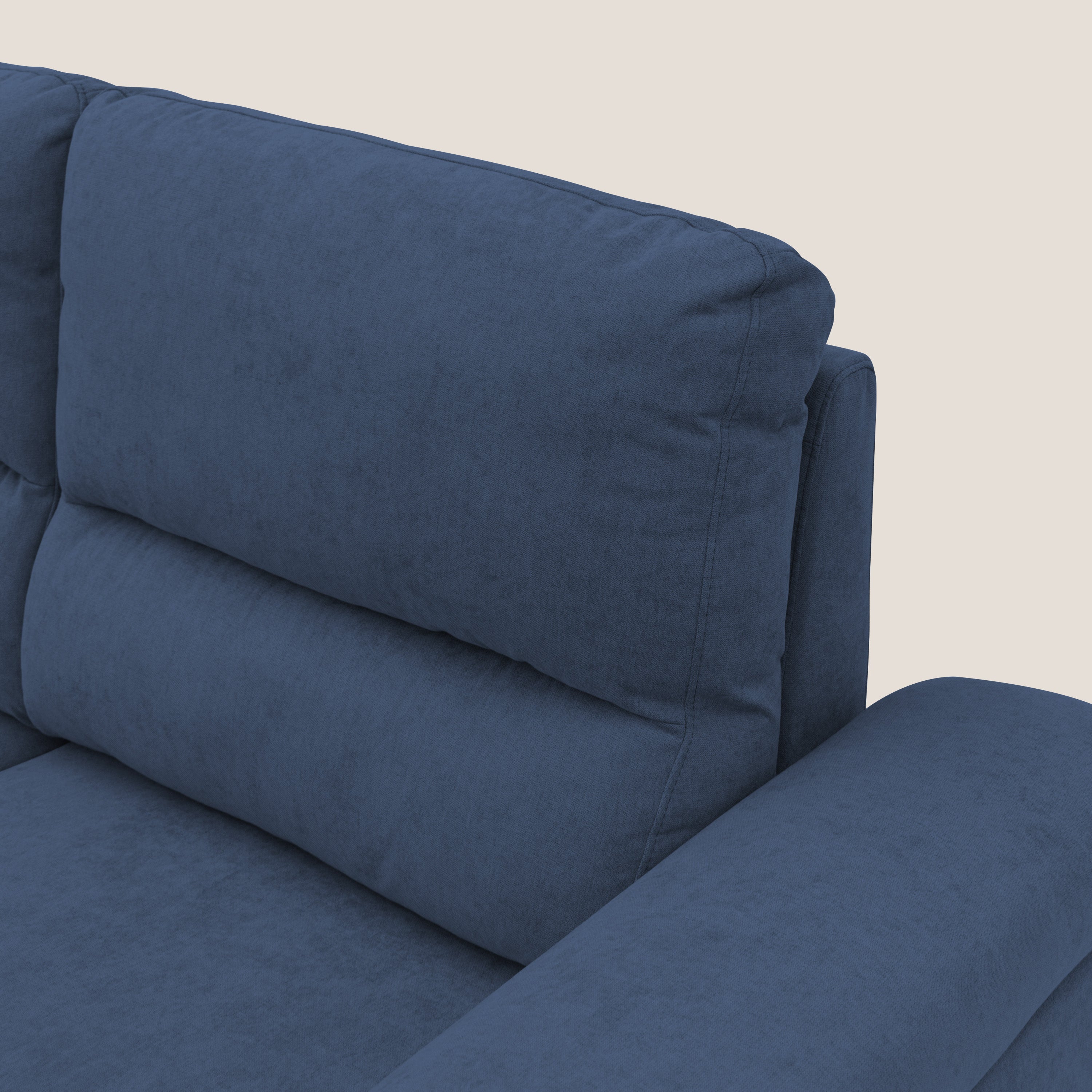 Minerva divano con pouf estraibile poggiapiedi in tessuto morbido impermeabile T02 blu - divitt.sbs