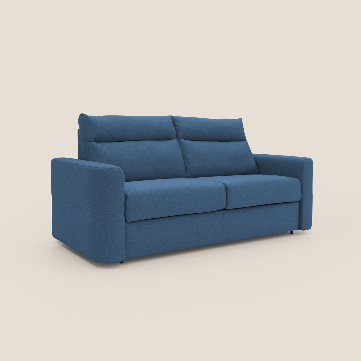 Cupido Divano letto materasso H18 cm e schienale alto in tessuto impermeabile simil cotone T13 blu - divitt.sbs