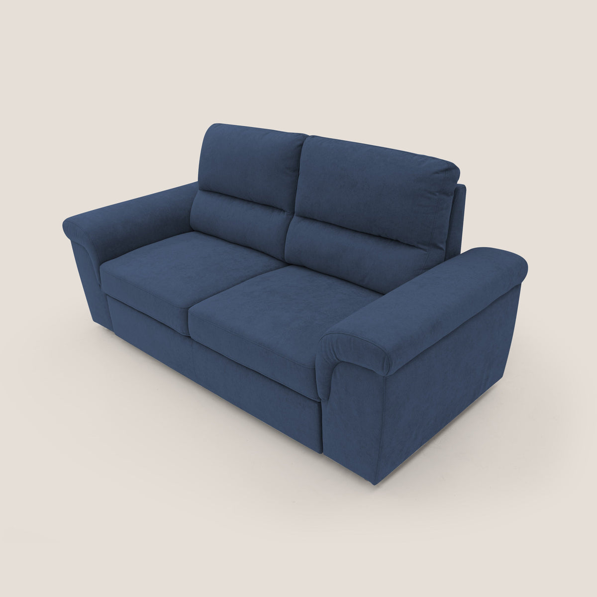 Minerva divano con pouf estraibile poggiapiedi in tessuto morbido impermeabile T02 blu - divitt.sbs