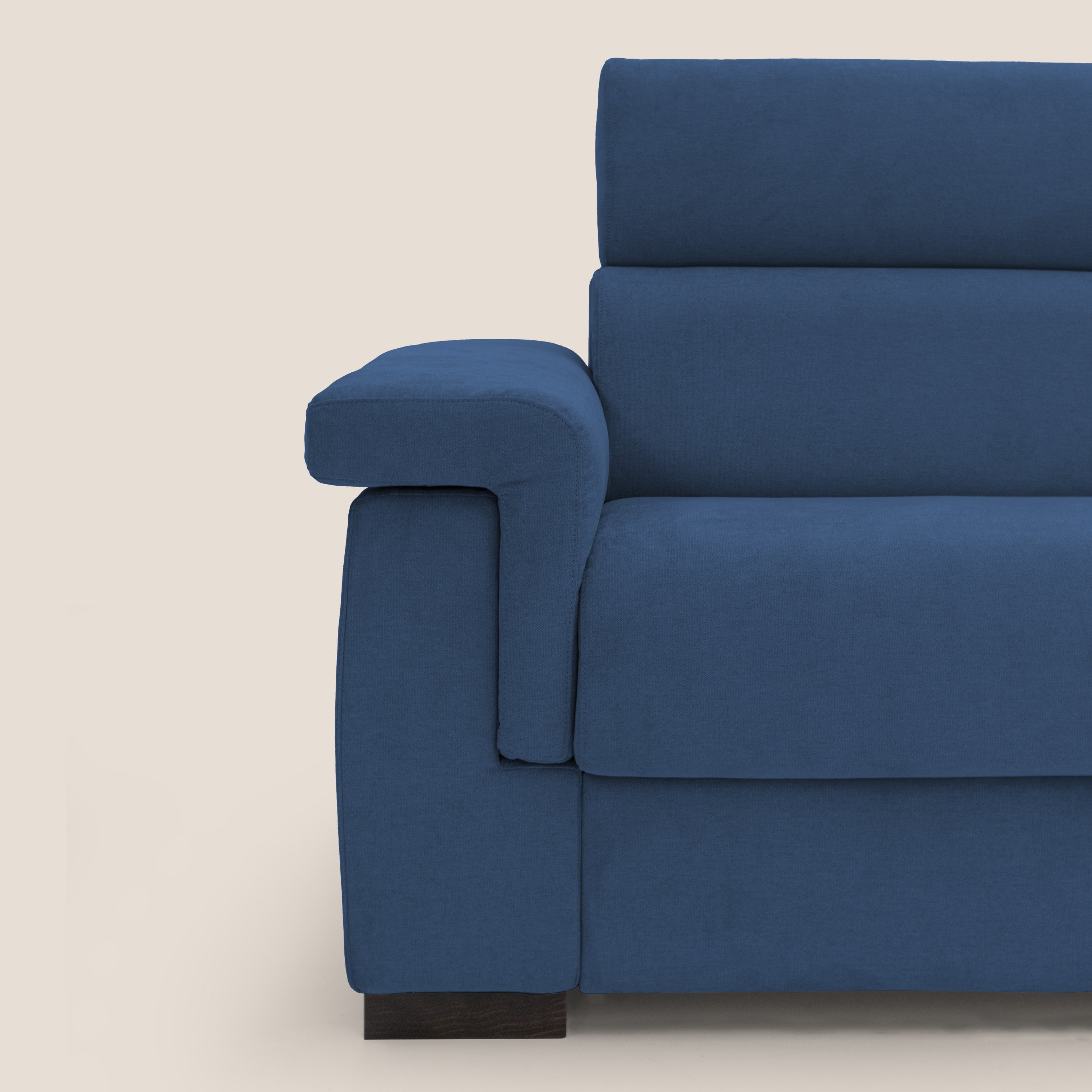 Bjorn divano letto sfoderabile con materasso H18 cm e poggiatesta reclinabili in tessuto impermeabile T02 blu - divitt.sbs