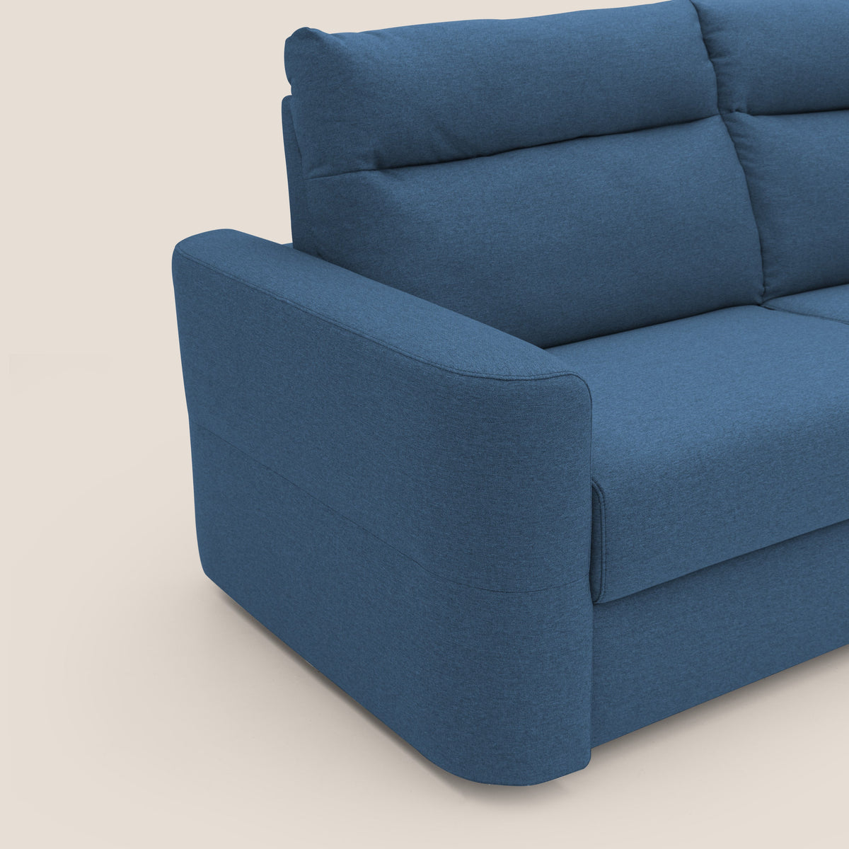 Cupido Divano letto materasso H18 cm e schienale alto in tessuto impermeabile simil cotone T13 blu - divitt.sbs