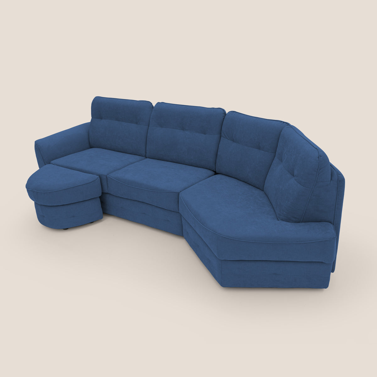 Zeus divano letto angolare con materasso H18 cm pouf mobile in tessuto impermeabile T02 - divitt.sbs