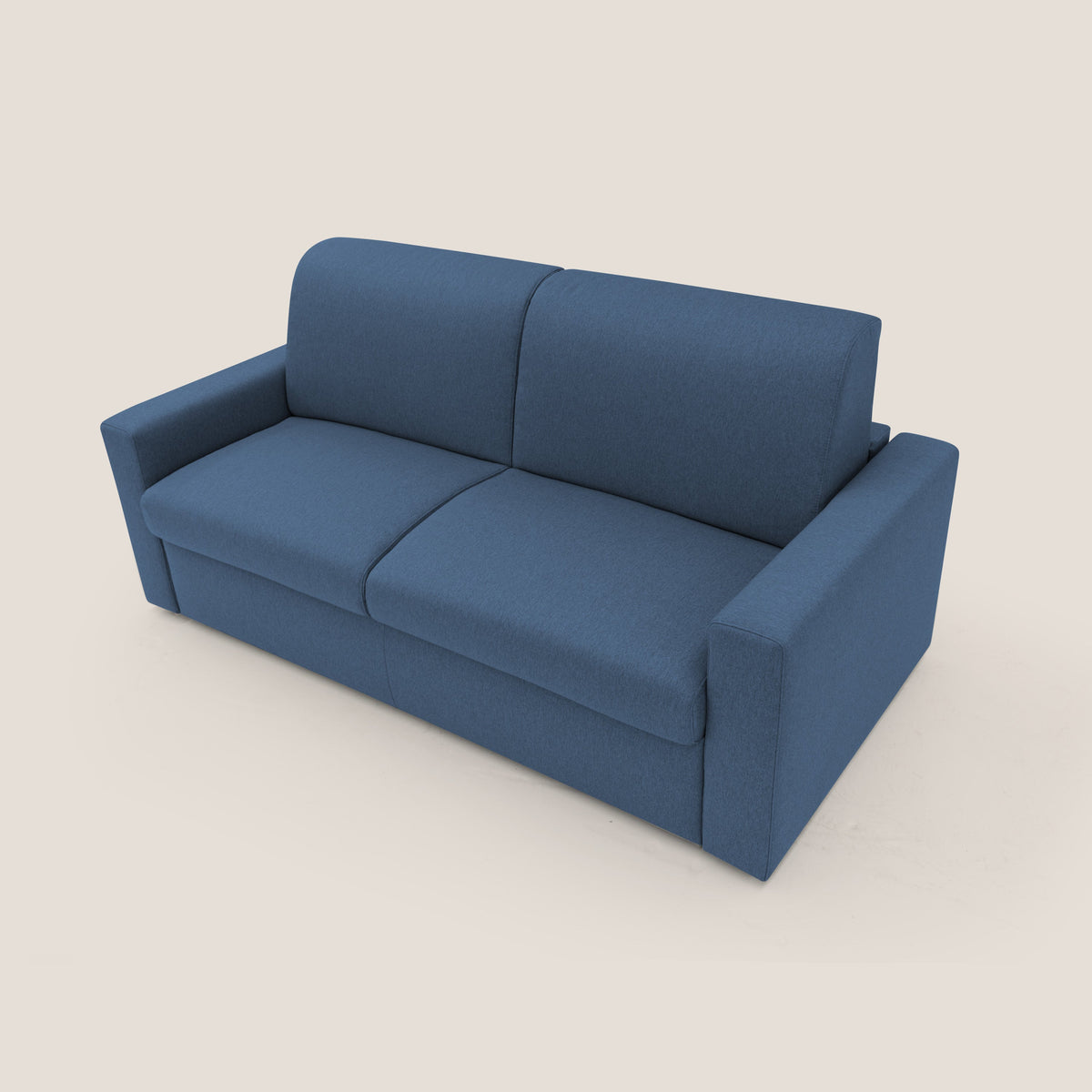 Kansas Divano letto matrimoniale alto 20 cm in tessuto impermeabile misto cotone T13 blu - divitt.sbs