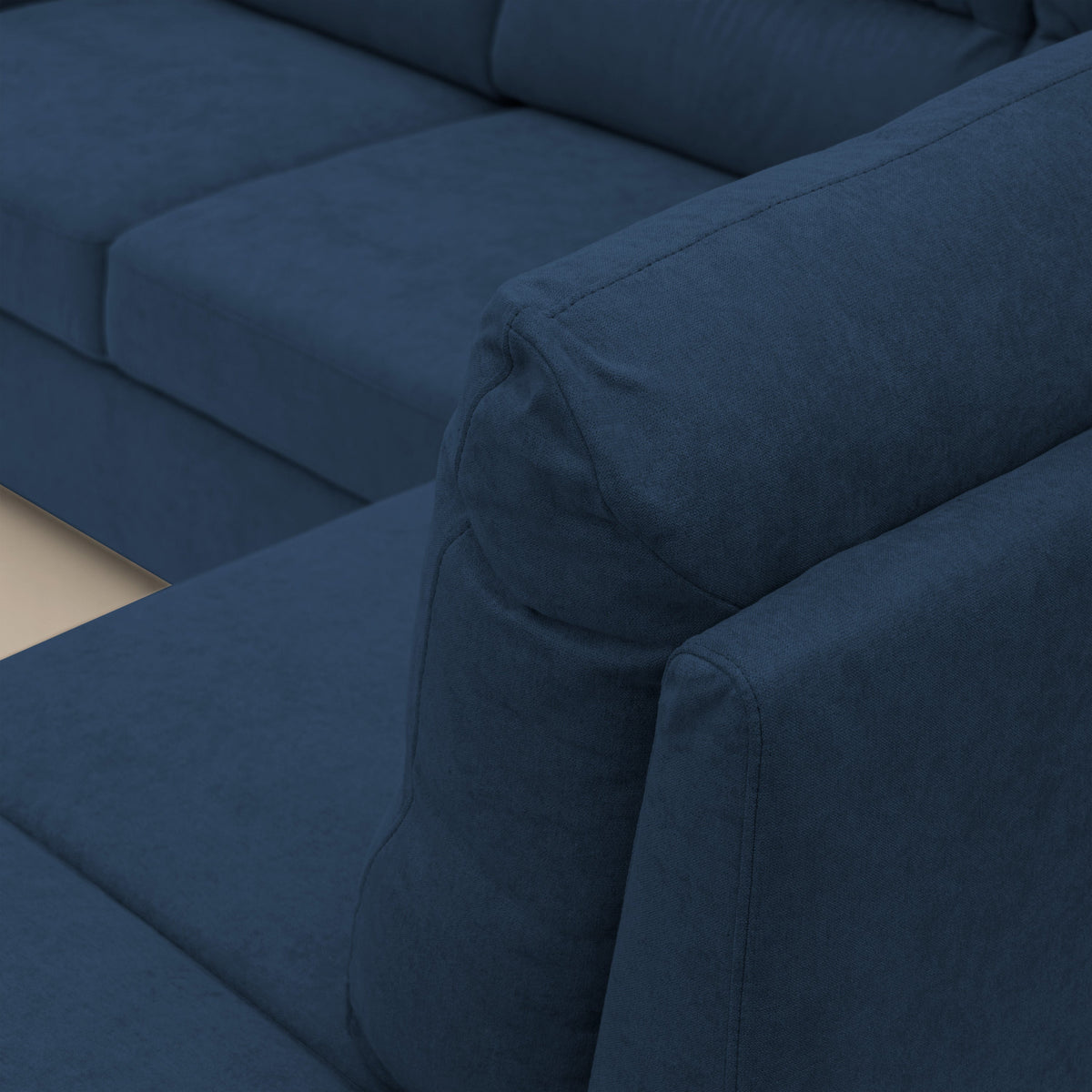 Minerva divano angolare con estraibile a cassettone e pouf contenitore in tessuto morbido impermeabile T02 blu - divitt.sbs