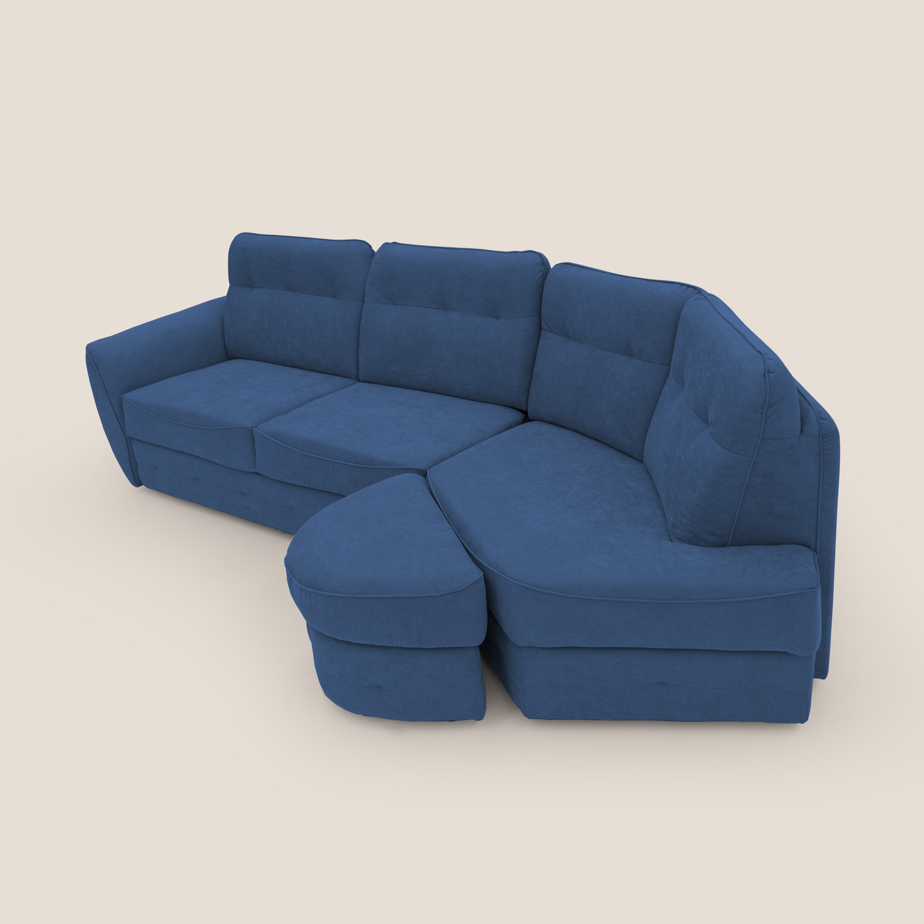 Zeus divano letto angolare con materasso H18 cm pouf mobile in tessuto impermeabile T02 - divitt.sbs
