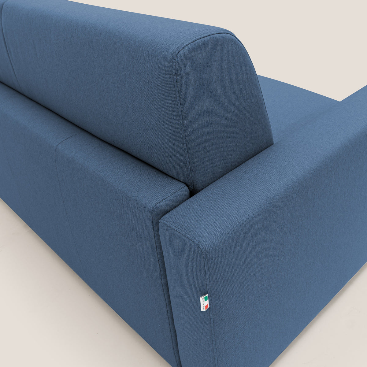 Kansas Divano letto matrimoniale alto 20 cm in tessuto impermeabile misto cotone T13 blu - divitt.sbs