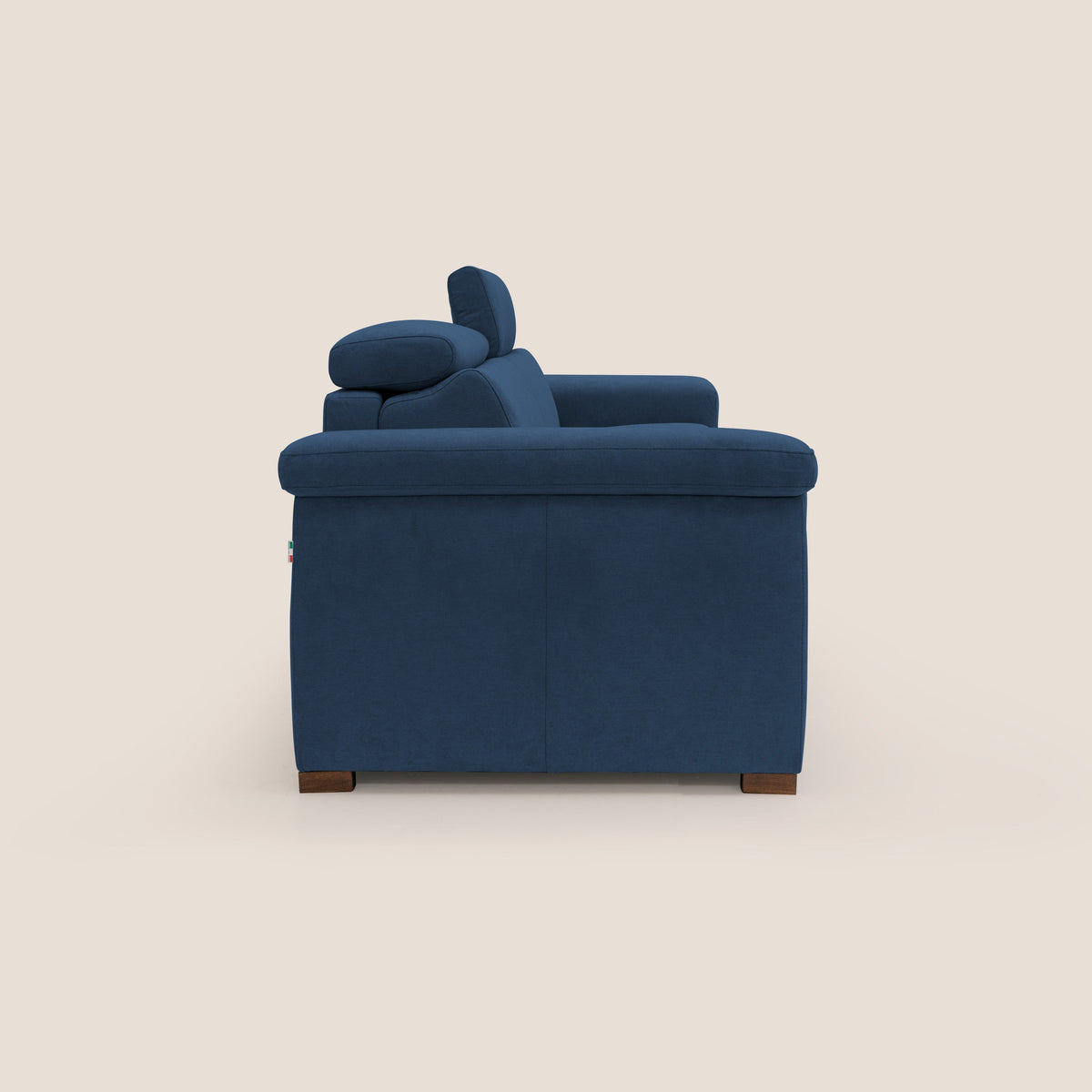 Giunone divano letto con materasso alto 18 cm e poggiatesta reclinabili in tessuto impermeabile T02 blu - divitt.sbs