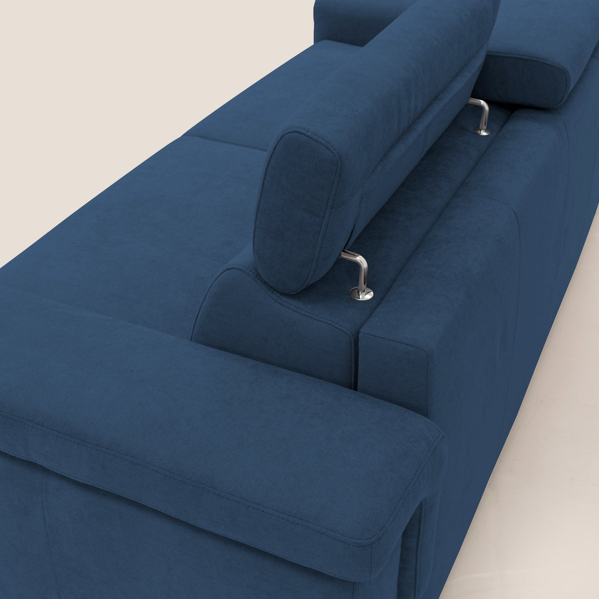 Giunone divano letto con materasso alto 18 cm e poggiatesta reclinabili in tessuto impermeabile T02 blu - divitt.sbs